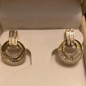 14k gold diamond Baguettes earrings